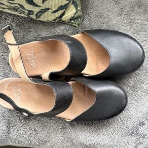 Dansko Black Leather Mary Jane Slingback Flats